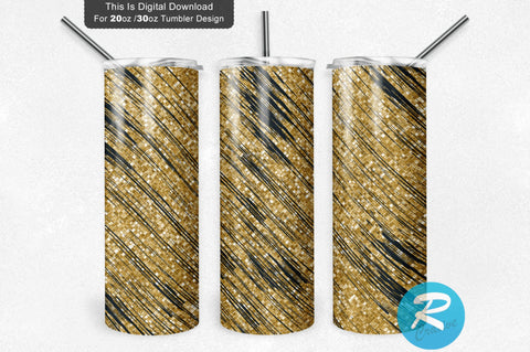 Black golden glitter 20 oz / 30 oz Skinny Tumbler Sublimation Regulrcrative 