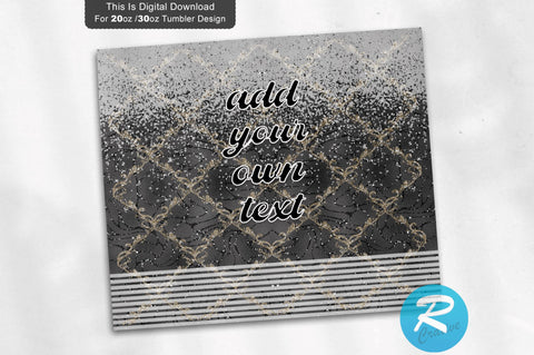Black Gray Glitter 20 oz / 30 oz Skinny Tumbler Sublimation Regulrcrative 