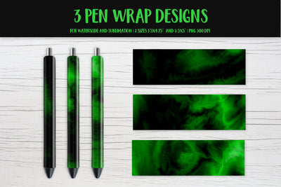 Black Green Marble Pen Wrap Design Sublimation or Waterslide Sublimation LaBelezoka 