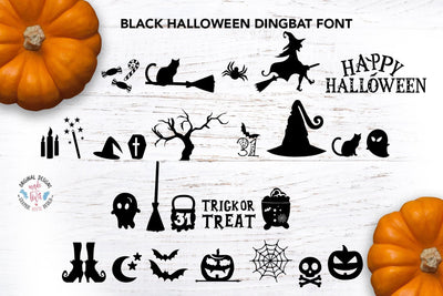 Black Halloween Dingbat Font Font Graphic House Design 