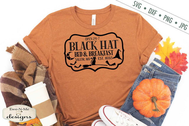 Black Hat Bed & Breakfast SVG - Halloween SVG SVG Ewe-N-Me Designs 
