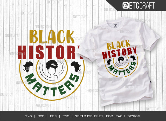 Black History Matters SVG Cut File, Black Woman Svg, Black Queen Svg, Afro Lady Svg, Black History Svg, African American Svg, Afro Quote, ETC T00338 SVG ETC Craft 