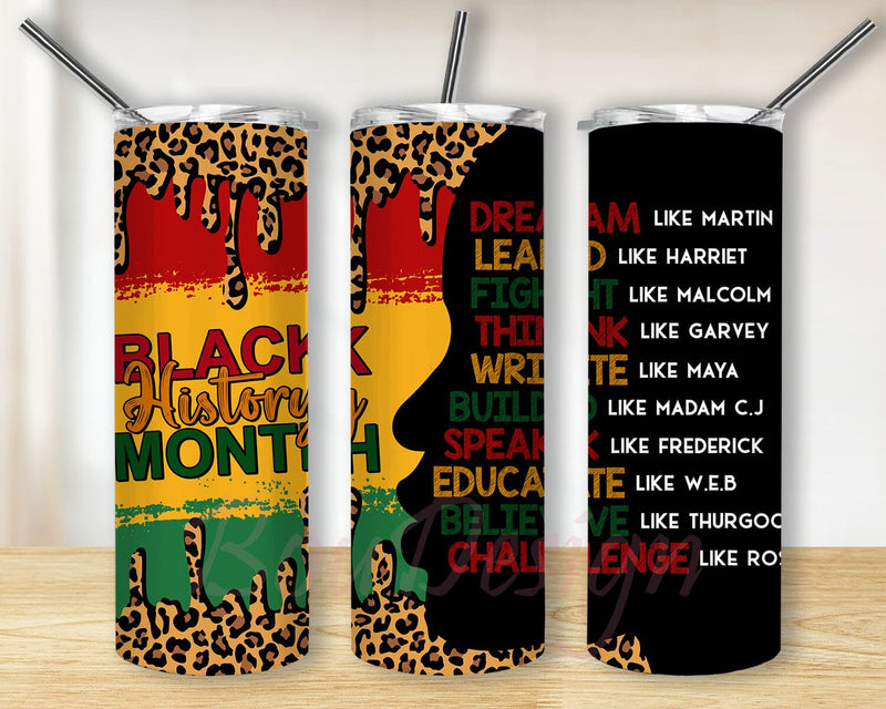 Black History Month 20oz Skinny Tumbler Sublimation Designs, Straight ...