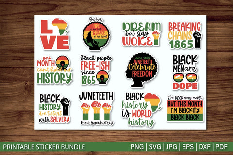 Black History Month Stickers| Printable Stickers for Cricut SVG TatiStudio 