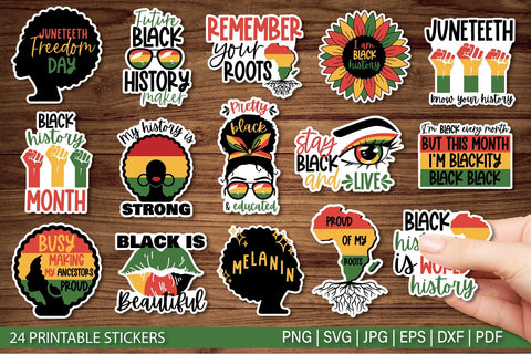 Black History Month Stickers| Printable Stickers for Cricut SVG TatiStudio 