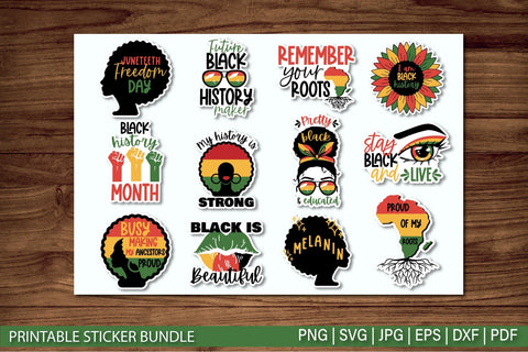 Black History Month Stickers| Printable Stickers for Cricut SVG TatiStudio 