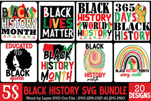 Black History Month SVG Bundle,Black History Month T-Shirt Design, black lives matter t-shirt bundles,greatest black history month bundles SVG BlackCatsMedia 