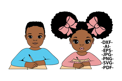 Black Kids Writing Bundle, Black Boy Svg, Learning School, Girl Reading Svg, Cute Kids Svg, Peekaboo Girl Svg, Afro Boy Svg, Afro Kid Svg SVG 1uniqueminute 