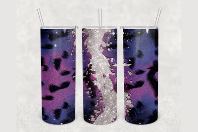 Black Leopard Print Glitter Tumbler sublimation design 20 oz skinny tumbler wrap Sublimation BambinaCreations 
