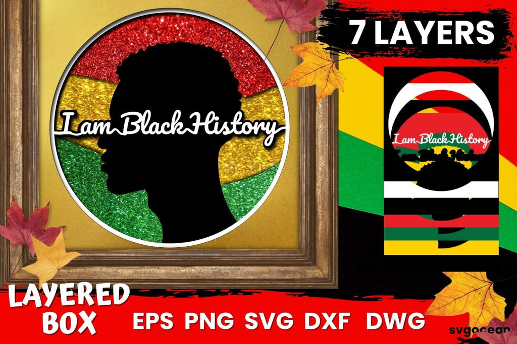 Black Man Shadow Box Svg Temple | Lightbox | Layered Cut File - So Fontsy