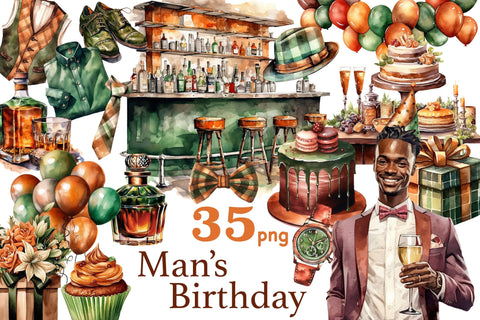 Black Mans Birthday Clipart | Gift Box Illustration SVG GlamArtZhanna 