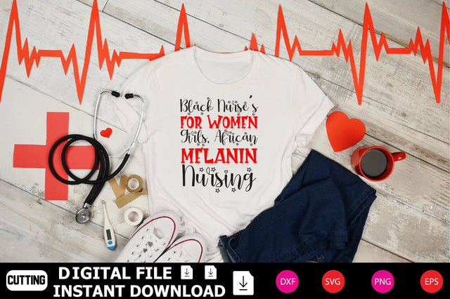 Black Nurse S For Women Girls, African Melanin Nursing SVG Shahin alam 