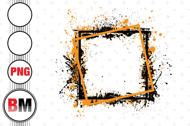 Black Orange Distressed Square Leopard PNG Files Sublimation BMDesign 