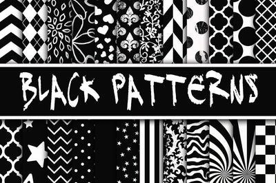 Black Patterns Digital Paper Sublimation Old Market 