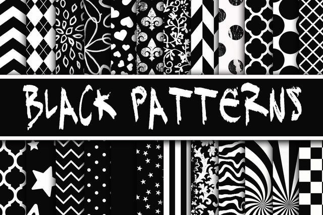 Black Patterns Digital Paper Sublimation Old Market 