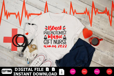 Black Phlebotomist Magic Gift Nurse Women 2022 SVG Shahin alam 