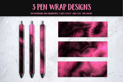 Black Pink Marble Pen Wrap Design Sublimation or Waterslide Sublimation LaBelezoka 