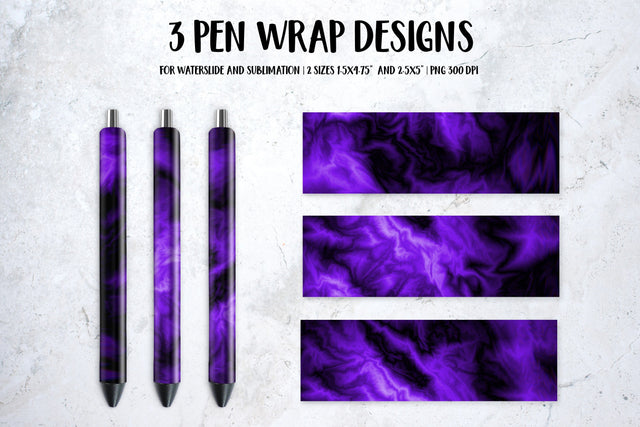Black Purple Marble Pen Wrap Sublimation Template Sublimation LaBelezoka 