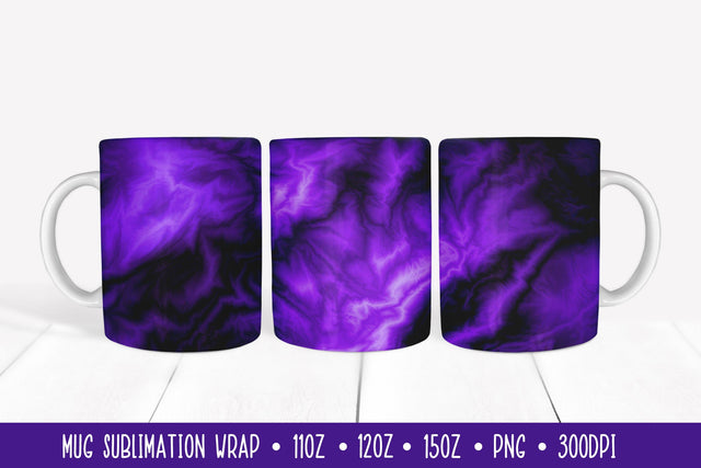 Black Purple Mug Sublimation Design. Marble Texture Mug Wrap Sublimation LaBelezoka 