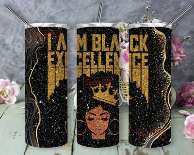 Black Queen 20oz Skinny Tumbler, I'm A Blackk Excellence Design Png, Afro Girl Tumbler Png, African Women Glitter Tumbler Wrap, Melanin Gift, Digital Download Sublimation DesignSVG 