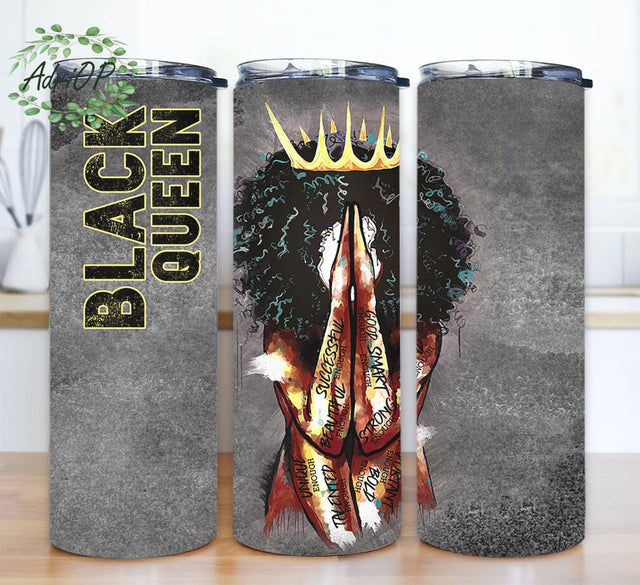 Black Queen Afro Girl 20oz Skinny Tumbler Sublimation Design, Melanin Girl, Black Queen Png, Afro Queen Png, Melanin Queen Coffee Tumbler Sublimation AdriOP 