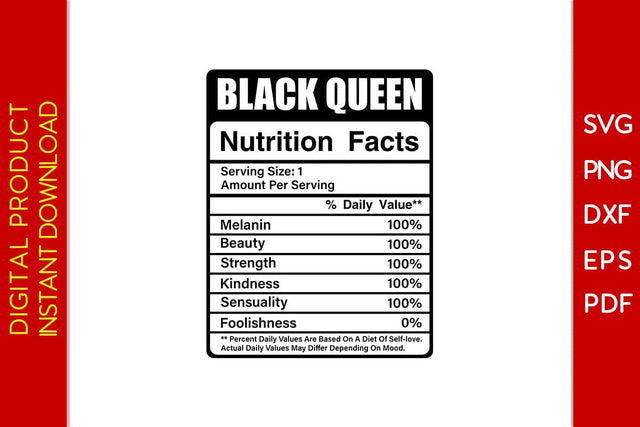 Black Queen Nutrition Facts SVG PNG PDF Cut File SVG Creativedesigntee 