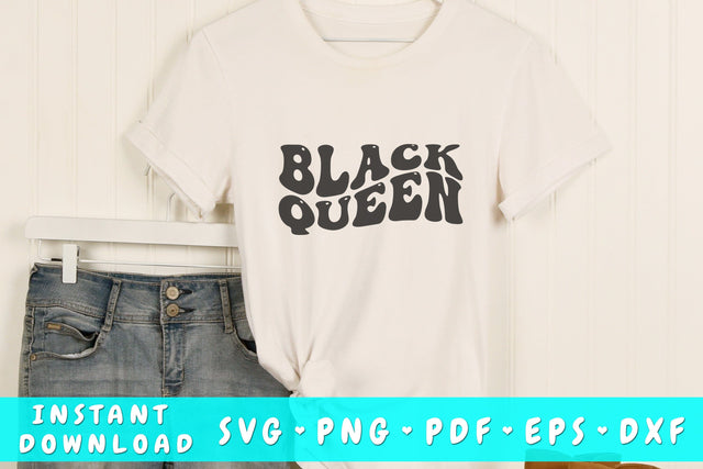 Black queen SVG, Black woman quote SVG, Wavy text SVG, PNG, Black history month SVG SVG HappyDesignStudio 