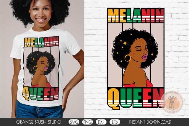 Black Queen SVG Cut File African American Girl SVG OrangeBrushStudio 