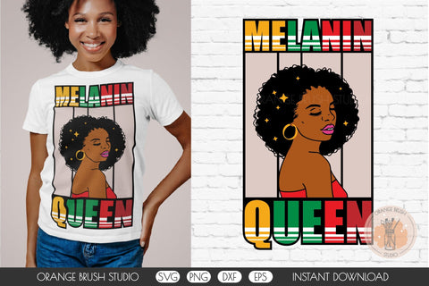 Black Queen SVG Cut File African American Girl SVG OrangeBrushStudio 