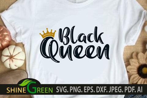 Black Queen SVG for Afro Women, Black History Month SVG Shine Green Art 