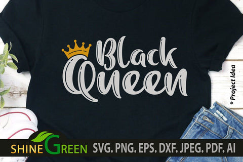 Black Queen SVG for Afro Women, Black History Month SVG Shine Green Art 