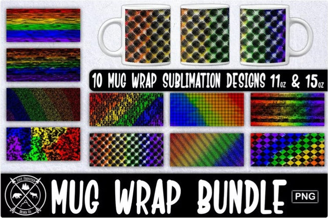 Black Rainbow Mug wrap sublimation Sublimation Last Frontier Design Co. 