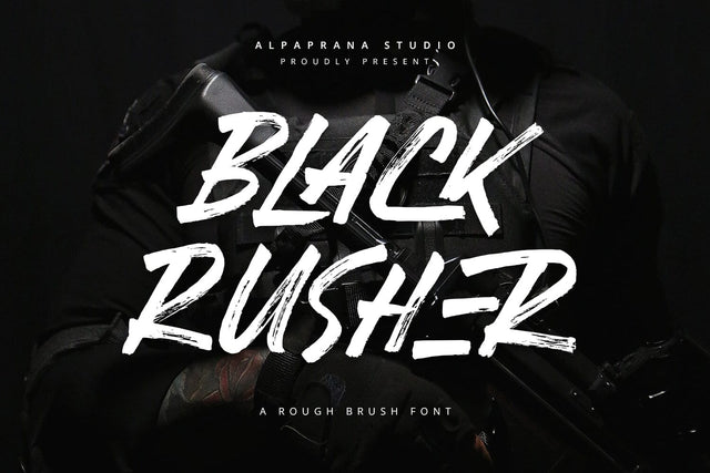 Black Rusher - Brush Font Font Alpaprana Studio 
