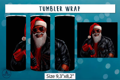 Black Santa tumbler Sexy santa claus illustration Sublimation Olga Boat Design 