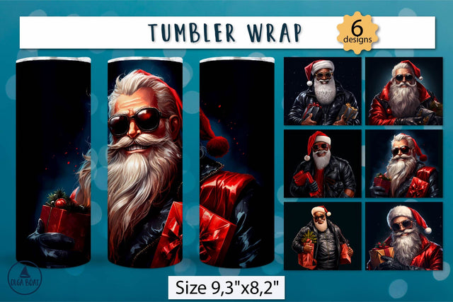 Black santa tumblers | Sexy Santa 3d Christmas tumbler png Sublimation Olga Boat Design 