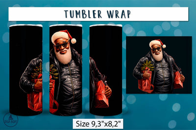 Black Santa with sunglasses | Christmas tumbler png Sublimation Olga Boat Design 