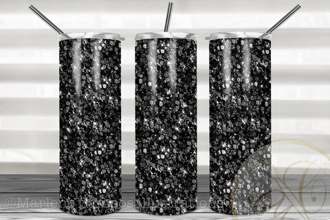 Black Sequins Skinny Tumbler Sublimation Sublimation Marlene Campos 