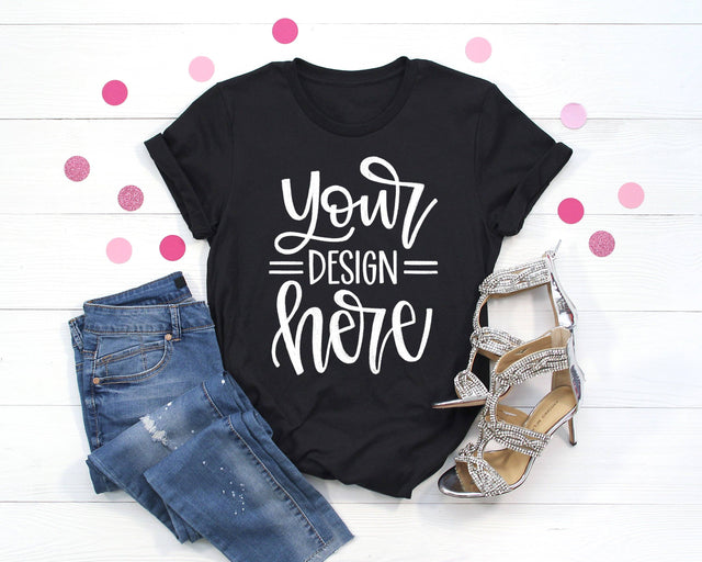 Black Shirt Mockup, Bella Canvas 3001 Mockup, Bachelorette Mock-up, New Years Eve Mock-up, Bride mockup Mock Up Photo Lettered by Stephanie 