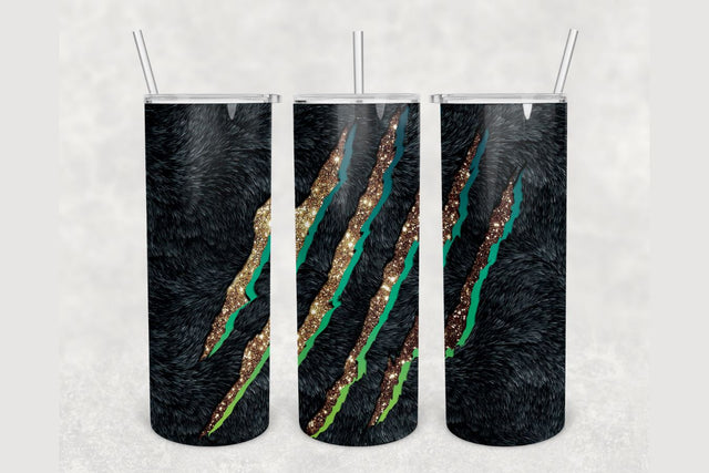 Black Skin Gold Glitter Scratches Tumbler sublimation design 20 oz skinny tumbler wrap Sublimation BambinaCreations 