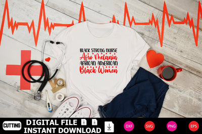 Black Strong Nurse Afro Melanin African American Black Women SVG Shahin alam 