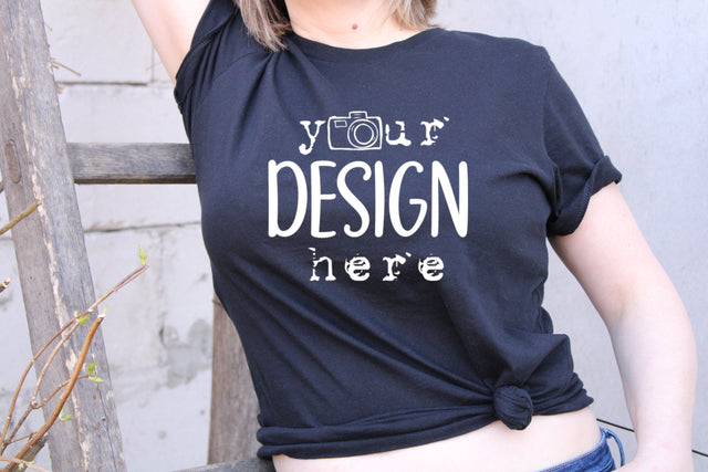 Black T-shirt Mock Ups, Garden, Nature Mockup,Bella Canvas Shirt, Flat Lay Picture,SVG Sublimation,Woman Model Design, Outdoors JPG Mock Up Photo ArtStudio 