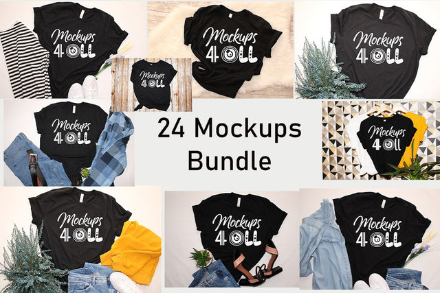 Black T-shirts Mockups Design Bundle, Bella Canvas 3001 Bundle, Unisex Designs, Men s Mockup, Woman Mockup, Black Mockup Flat Lay, JPG FILE Mock Up Photo ArtStudio 