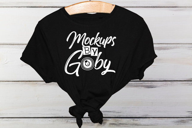 Black Tshirt Hanging Mockup, White background, Mock Up Photo ArtStudio 
