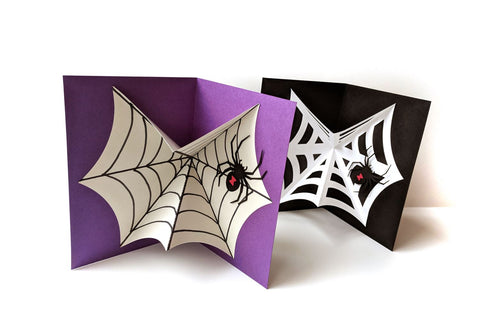 Black Widow Spider and Web Pop Up Card SVG Risa Rocks It 