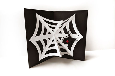 Black Widow Spider and Web Pop Up Card SVG Risa Rocks It 
