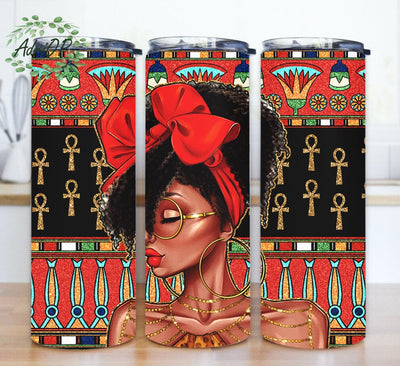 Black Woman 20 oz Skinny Tumbler Design Sublimation AdriOP 