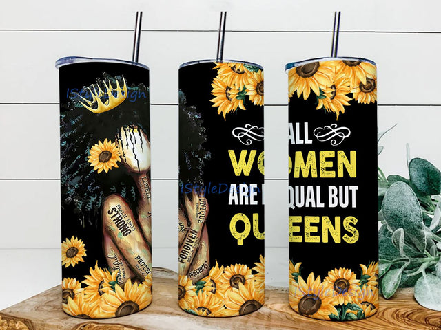 Black Woman 20 oz Skinny Tumbler Straight and Warped Design Digital Download PNG Sublimation iStyleDesign 