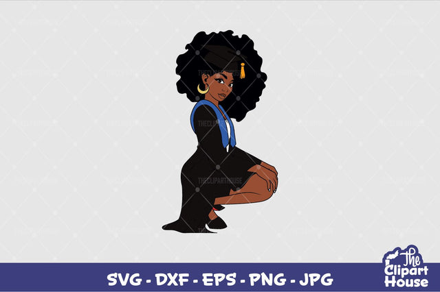 Black Woman Afro Graduation SVG The Clipart House 