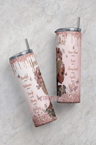Black Woman Christian, You Are Beautiful, Black Girl Melanin Pride Gift Tumbler Sublimation 20 oz Sublimation CaldwellArt 