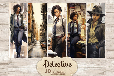 Black Woman Detective Printable | Bookmark Paper SVG GlamArtZhanna 